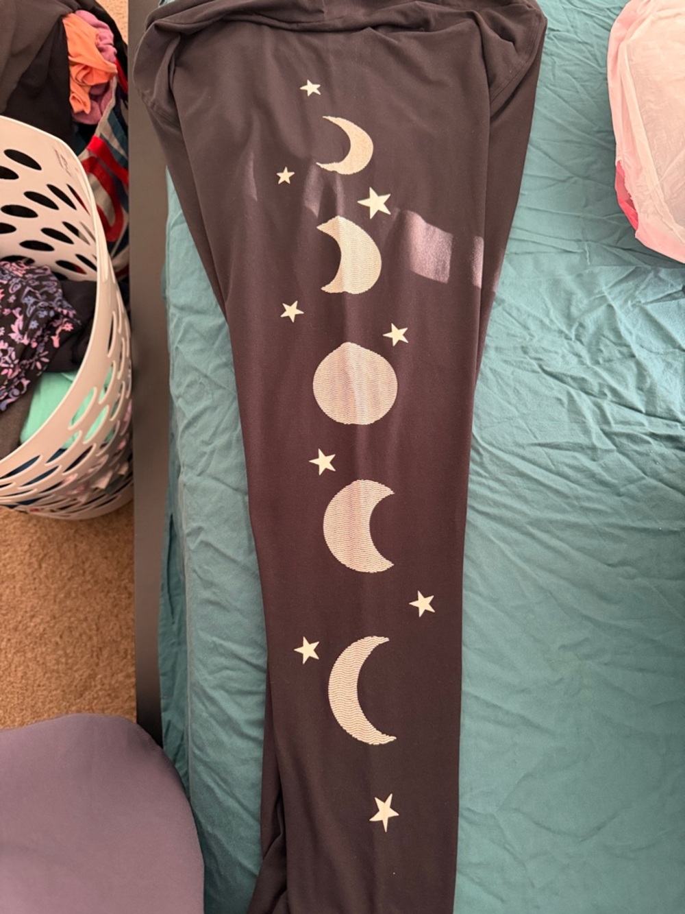 LuLaRoe Black Leggings with Moon Motif